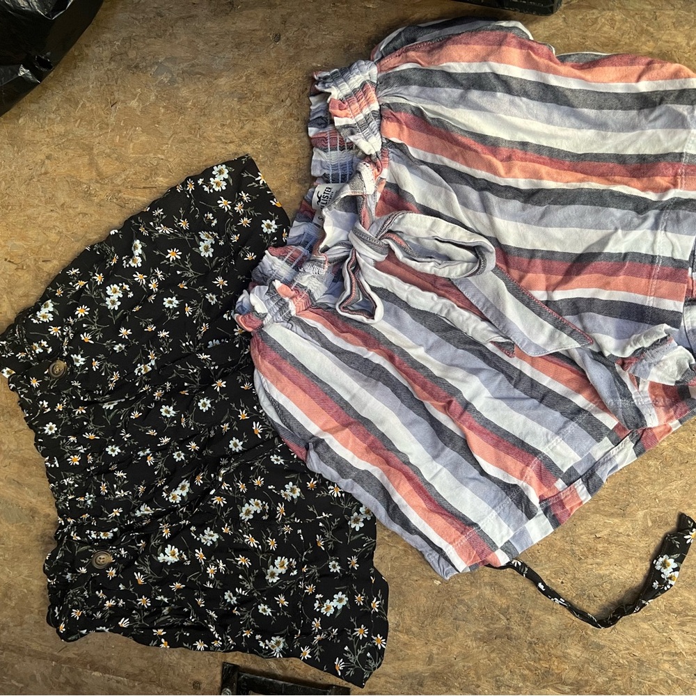 Striped and Floral Patterned Shorts Set